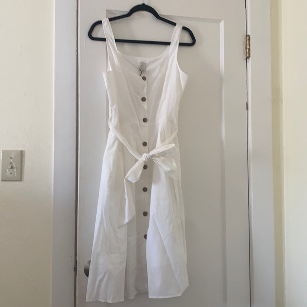 White button down midi dress